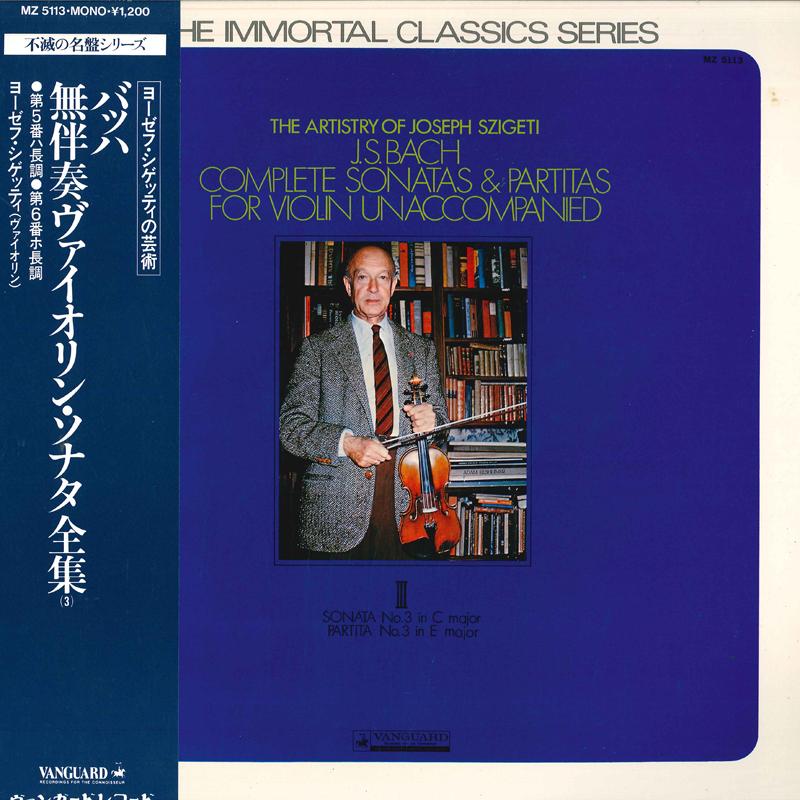 

LP Record JOSEPH SZIGETI - Johann Sebastian Bach, Artistry Of MZ5113 VANGUARD 1973 Japan Classical Used