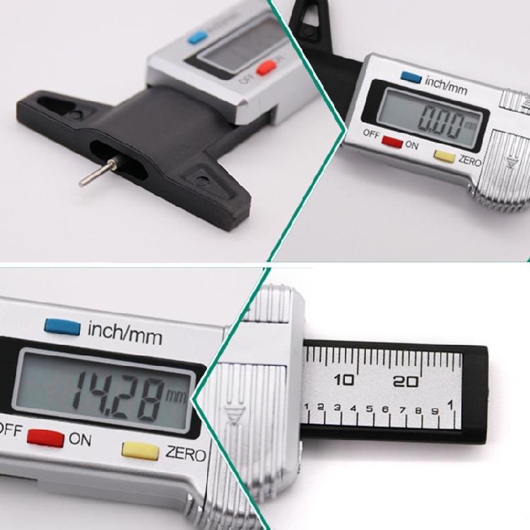 LCD Digital Tire Tread Depth Gauge Tool with Inch & MM Conversion for Motorbike