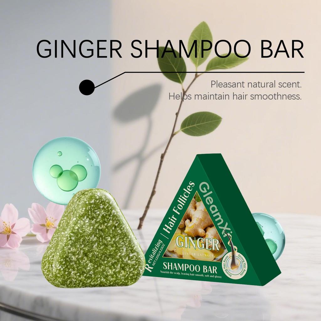 Ginger Shampoo Bar Hair Growth Anti Hair Loss Oil Control Strengthen Hair Roots Scalp Cleansing Refresh Thickening Shampoo Soap