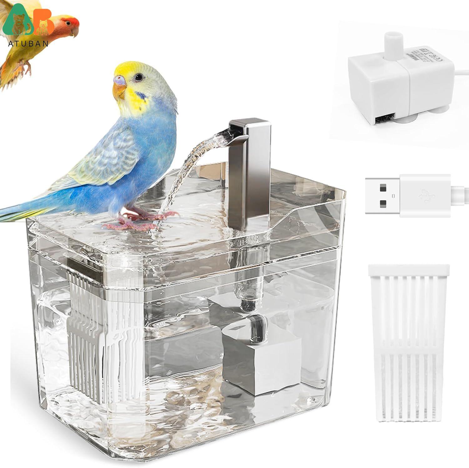 

ATUBAN Automatic Parakeet Bird Bath with Pump, Bird Shower Fountain Indoor Bathtub with Running Water, Parrot Bath Tub Faucet 16.5X11.5X12CM
