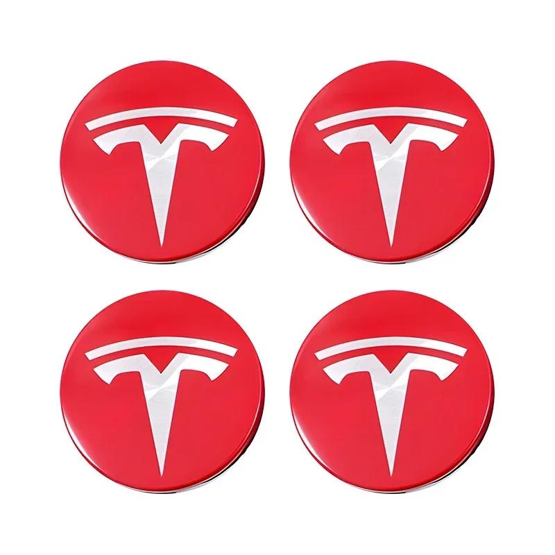 

Автомобильная наклейка Tesla 4 штуки 56 мм Центральные колпачки ступиц Значок Чехол для ступицы Для Tesla 3 Y S X 2016-2025 Аксессуары