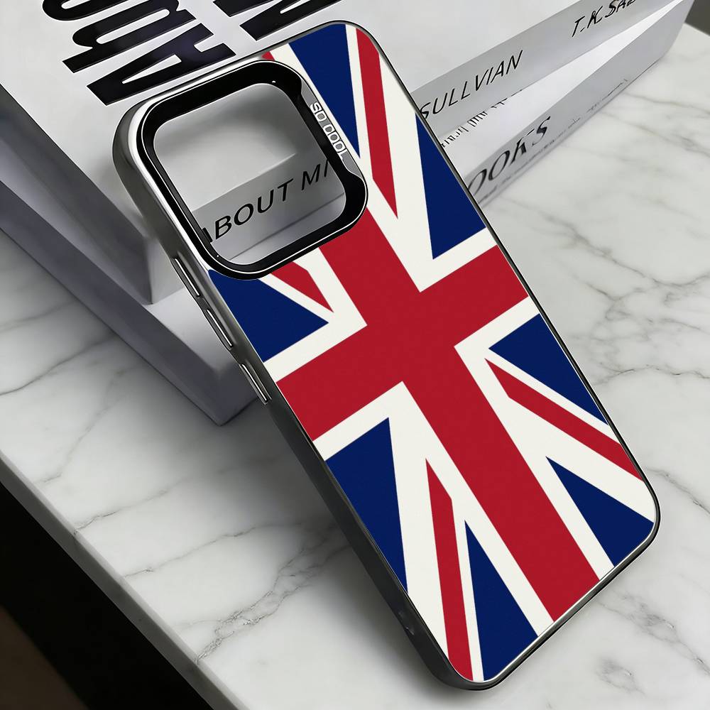 British National Flag Culture Phone Case For iPhone 17,16,15,14,13,12,11 Plus,Pro Max,XS,Colorful Silver Phone case Funda Cover