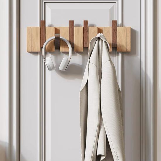 Yousheng Piano Style Coat Hook Wall-Mounted Wooden Clothes Hook Rustic Towel Hanger with Multiple Hooks for Coats Hats Scarves Keys Entryway Hallway