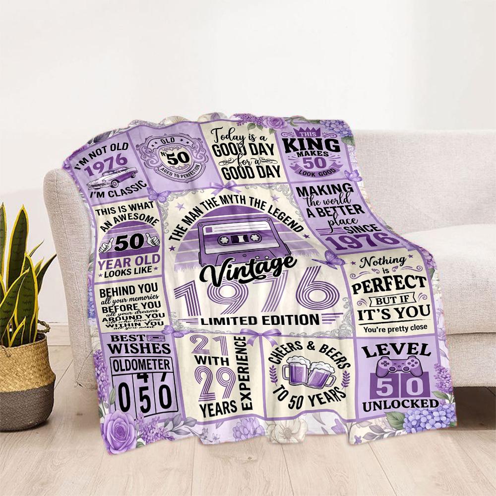 Vintage 1976 Milestone Birthday Flannel Blanket-Soft and Suitable for Sofas,Beds,Offices,Travel,All Seasons,Great Gift for Holidays and Birthdays.
