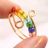 Cute Bohemian Rainbow Beads Relieve Anxiety Ring Rotate Anti Stress Fidget Spinner Rings For Women Men Fashion Jewelry Girl Gift