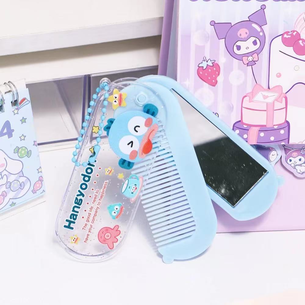 Animation Folding Small Comb And Mirror Comb Integrated Set For Easy Portability  The Best Present For A Girlfriend