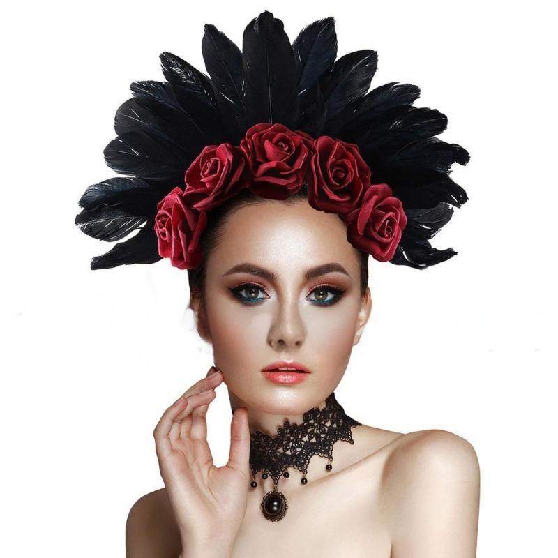 Zartes Feder-Blumen-Haarband für Halloween-Kostümpartys und Maskeraden Festliches Stirnband Party-Haardekoration