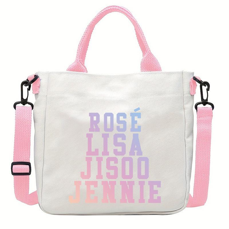 Rose Lisa Jennie Jisoo Printed Crossbody Bag Casual Canvas Shoulder Bags