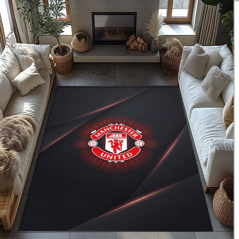 Manchester United FC Soccer Football Pattern Soft Area Rug Non Slip Indoor Floor Carpet Sports Decor Mat for Bedroom