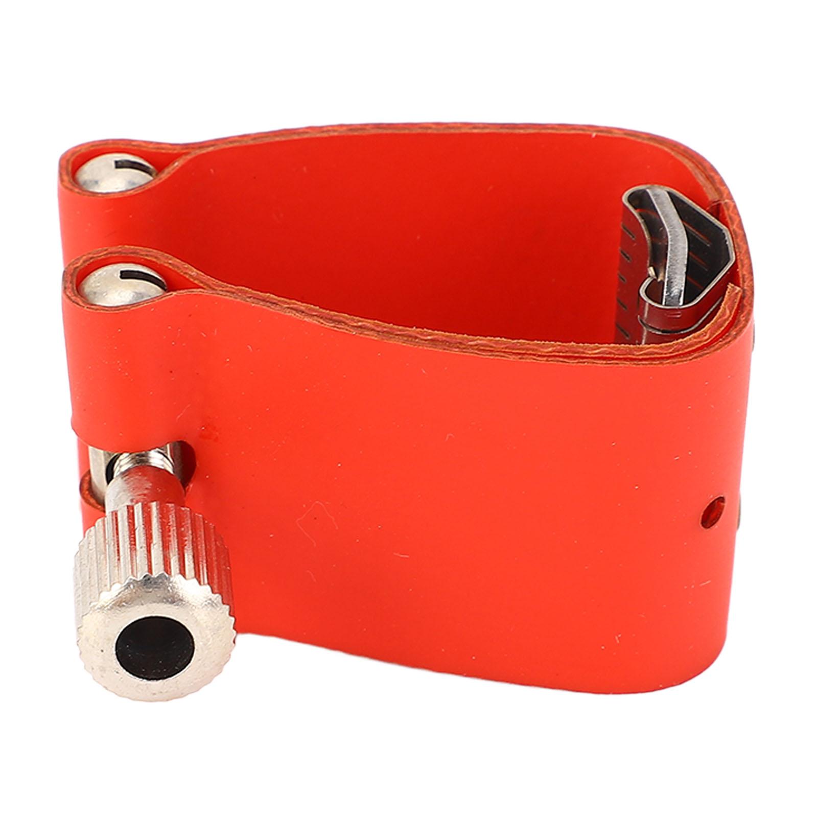 

Saxophone Mouthpiece Ligature Red Leather Strap Sax Mouthpiece Ligature Fastener with Adjustment