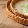 2pcs Handmade Rattan Tray Colorful Shell Fruit Plate Household Coffee Table Storage Tray Bread Snack Plate for Living