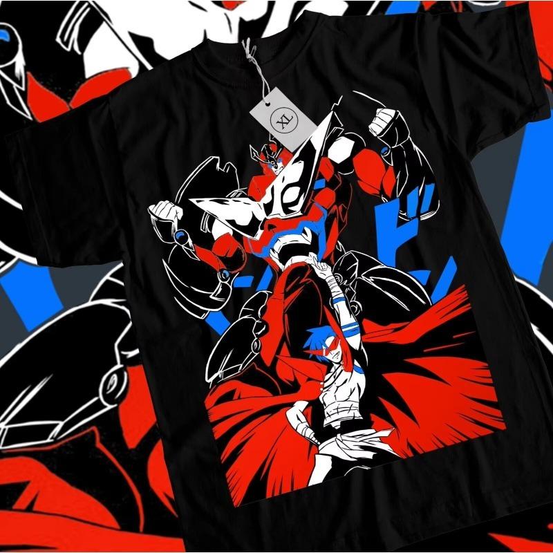 Trend Summer  Cosplay Neutral Black and White Tengen Toppa T-shirt Gurren Lagann Kamina Anime Manga Black Gifts Shirt All Sizes