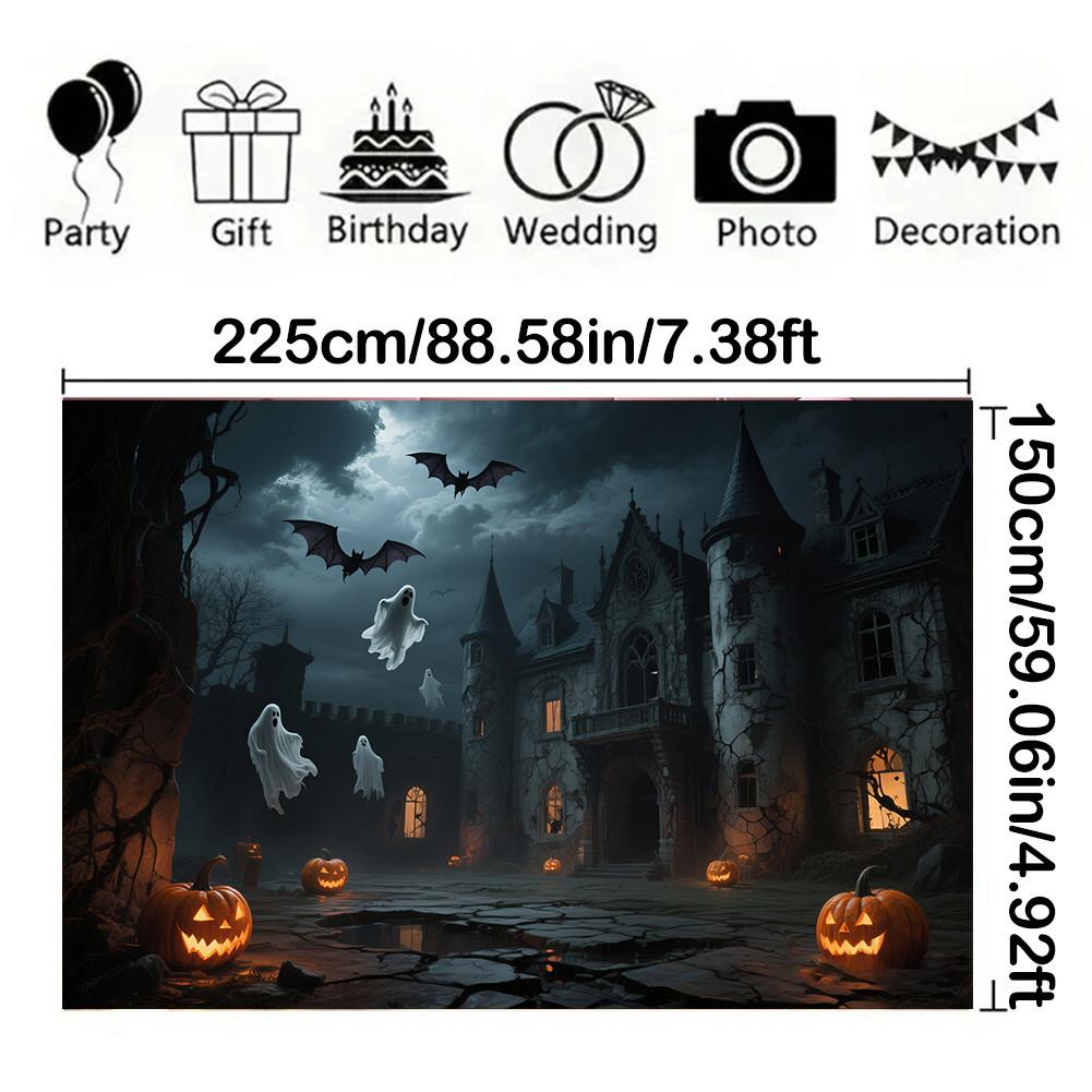 Halloween Wall Art Decor AI Spooky Pumpkin Candy House Gothic Cemetery Poster Horror Fantasy Room Decor Mystery Festive Holiday Background Painting