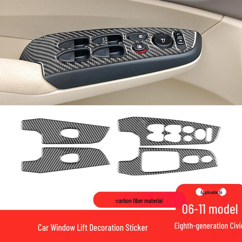 Honda 06-11 Civic Carbon Fiber Interior Window Button Panel Sticker