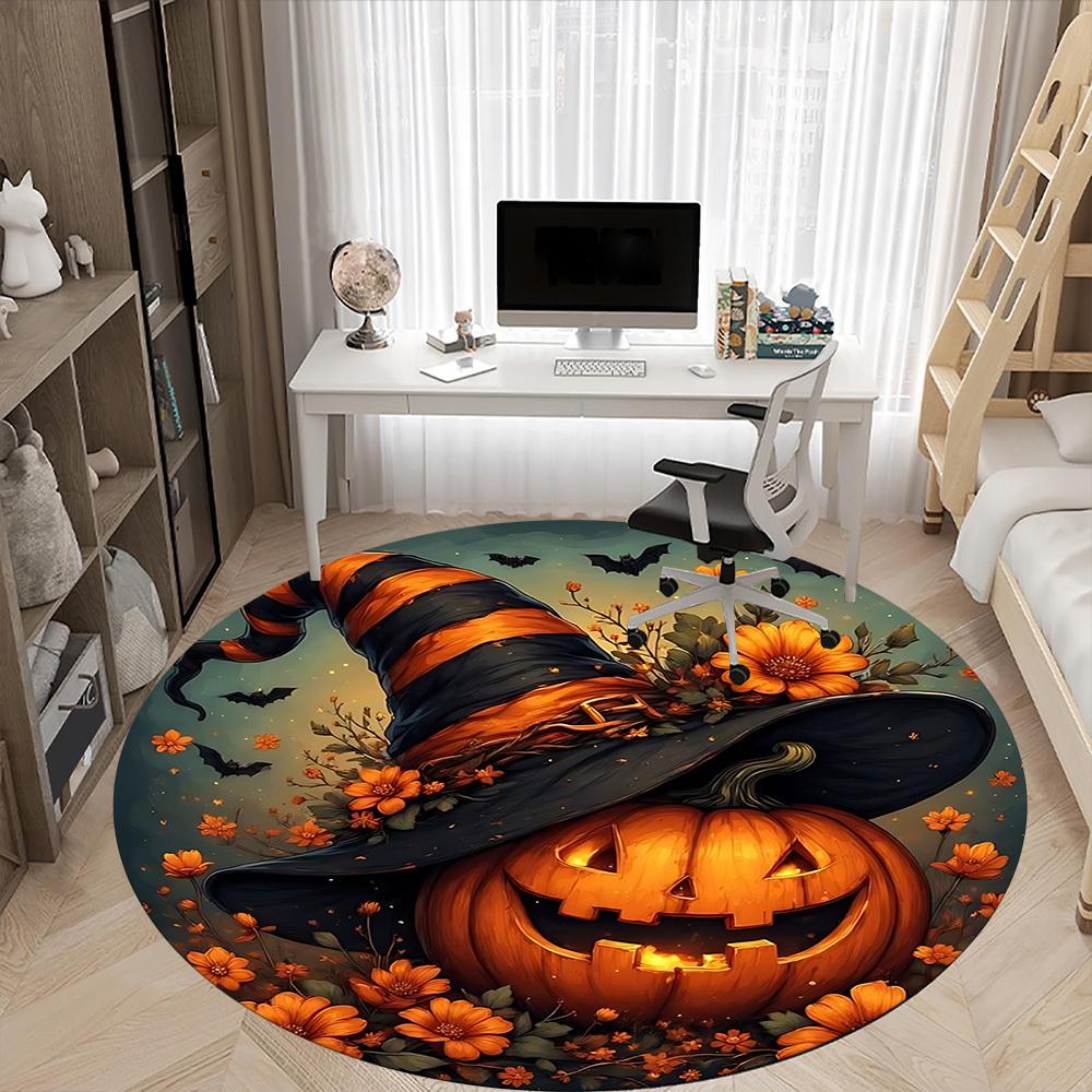 1pc Halloween Pumpkin Hat Chair Carpet for Office, , Non-slip Carpet, Very Suitable for Offices, farmhouses,Outdoor Carpet Yy251120069