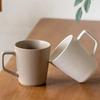 Solid Color Embossment Ceramics Mug Nordic Style Milk Coffee Mug with Handle Household Office Pratical Water Cup Striped Shape L
