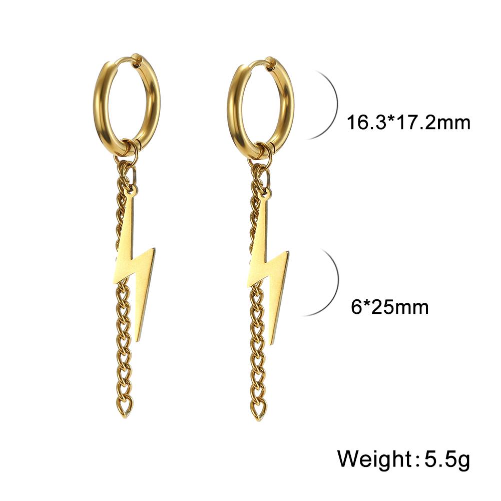 My Shape Fashion Lightning Earrings Women Men Hiphop Hoop Earring Stainless Steel Gold Punk Jewelry Party Ear Accessories
