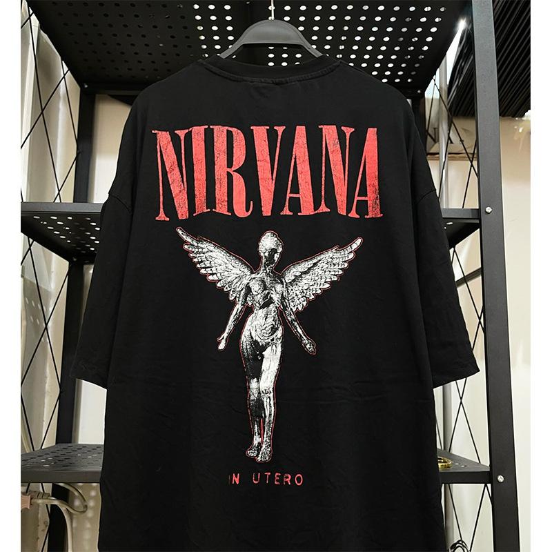 

Мужская футболка 100% хлопок с принтом рок-группы Nirvana Стиль Y2k хип-хоп Графическая футболка Унисекс Круглый вырез Короткий рукав Уличная одежда Женская sh... S разноцветный