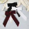 Sweet Cool Heart Lace Bowknot Hair Clip Handmade Silk Ribbon Comfortable Secure Barrettes For Women Black Red White
