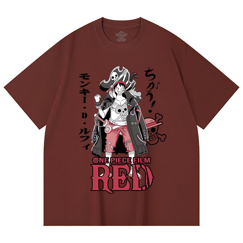 230 Gsm 100% Cotton One Piece V79 Luffy Film Red Print Unisex Heavy Cotton T Shirt