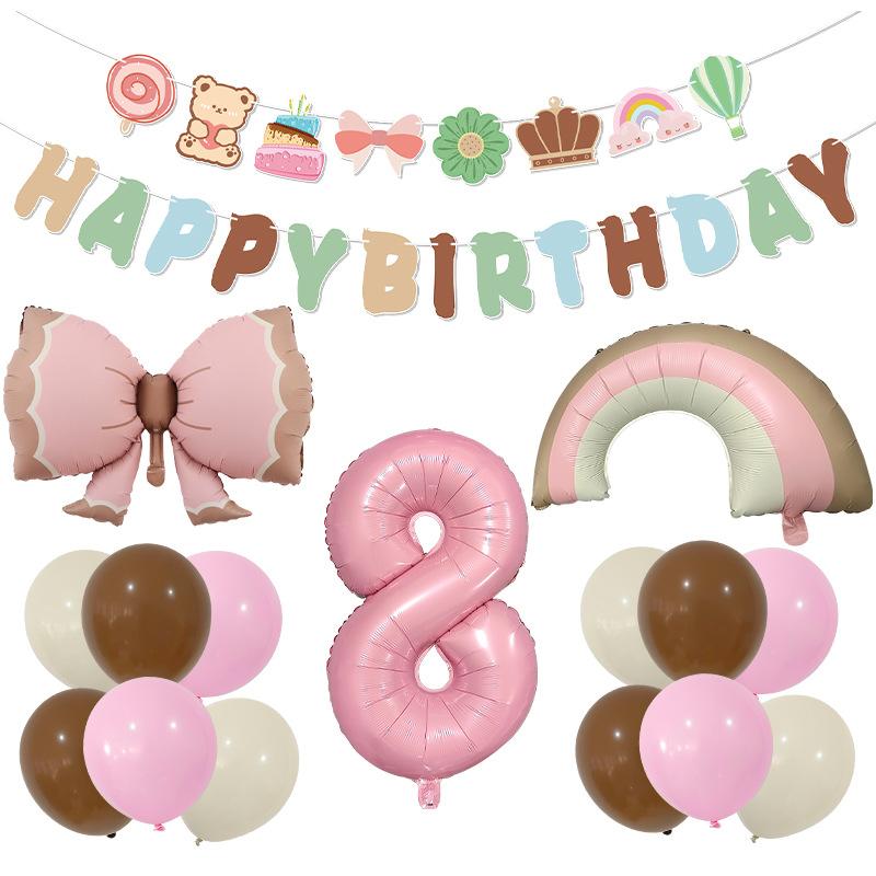 Wind Matte Bow Aluminum Film Balloon Flag Arrangement Props Birthday Party Decoration Balloon Set