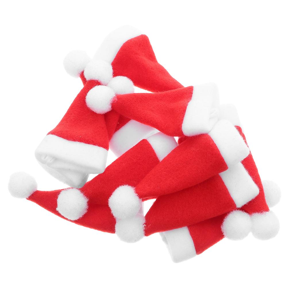 30Pcs Mini Santa Hats Rustic Festive Christmas Party Utensil Holders Lollipop Covers Wine Bottle Decoration Holiday Tableware