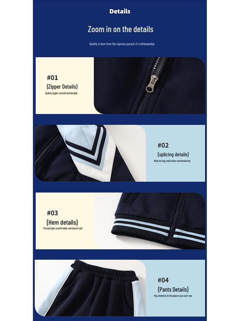 Spring & Autumn Primary School Uniform Set: Kindergarten to College Style 3-Piece Class & Sports Attire for Kids