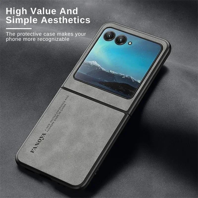 Lambskin Leather Cover for Motorola Razr 60 Ultra /25 Razr 60/50/40 Ultra 60 Ultra Shockproof Hard Plastic Phone Case