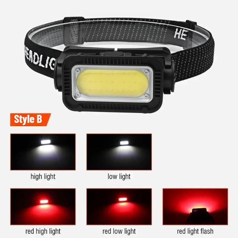 Portable Headlamp Type-C Rechargeable LED Wave Sensor Headlight Strong Light Outdoor Camping Fishing Night Running Head Lamp