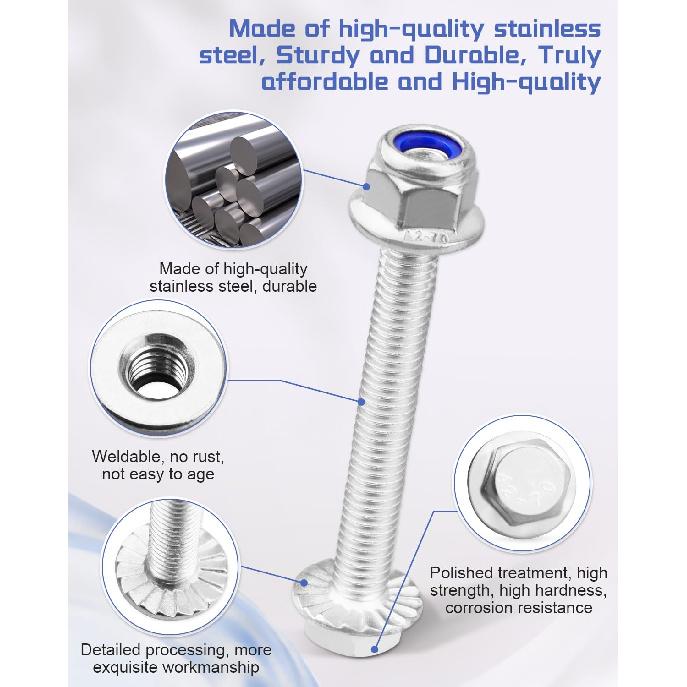 10PCS Compatible with John Deere Auger Shear Bolt and Lock Nut Kit Replaces #19M7834 4M7397 Screw and Lock Nut Stainless Steel Material