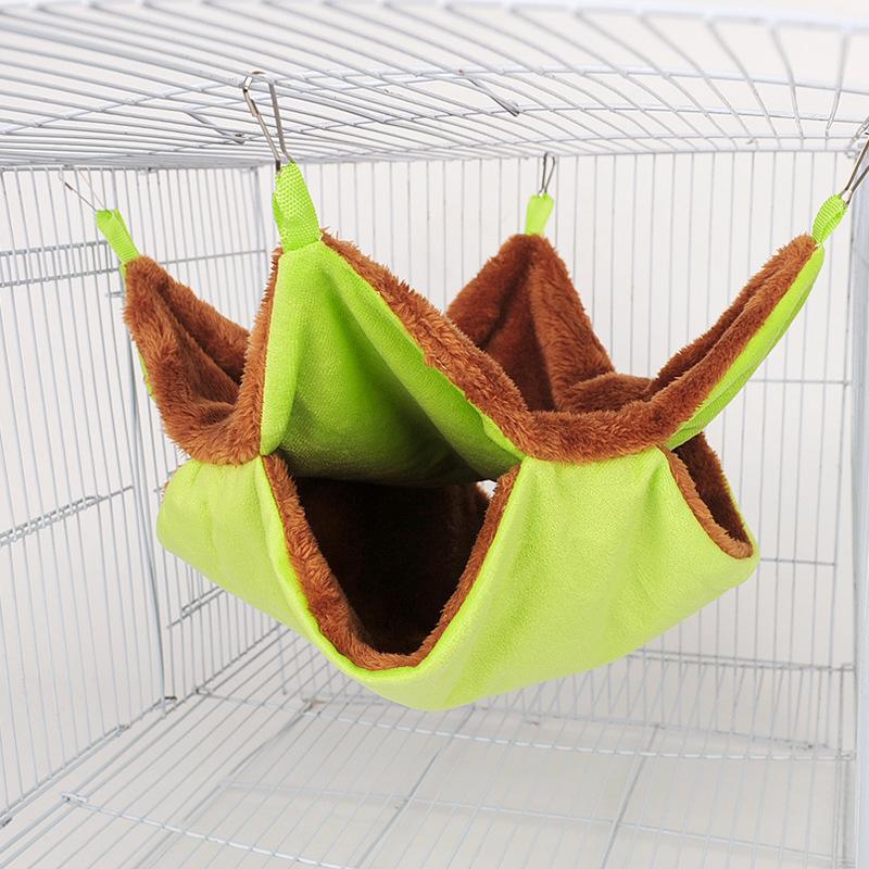 Hamster Hammock Double Layer Thick Plush Hanging Sleeping Bag Keep Warm Cotton Nest for Totoro Guinea Pig Pet Winter Supplies