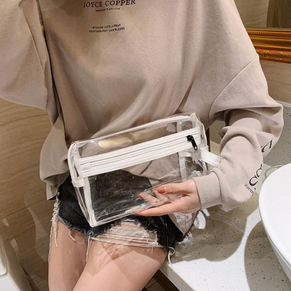 

Storage Clear Makeup Bag Handle Wash Pouch Cute Travel Cosmetic Container Travel белый