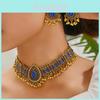 Water Drop Pendant Necklace And Earrings Set With Rhinestones For Women