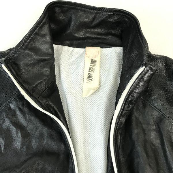 Italian L(!)W BRAND Leather Jacket Men M Black Rider Zip Jumper cBH552(USED)