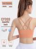2026 Women's Antibacterial Pilates & Yoga Sports Bra with Cross Back and Optional Chest Pads