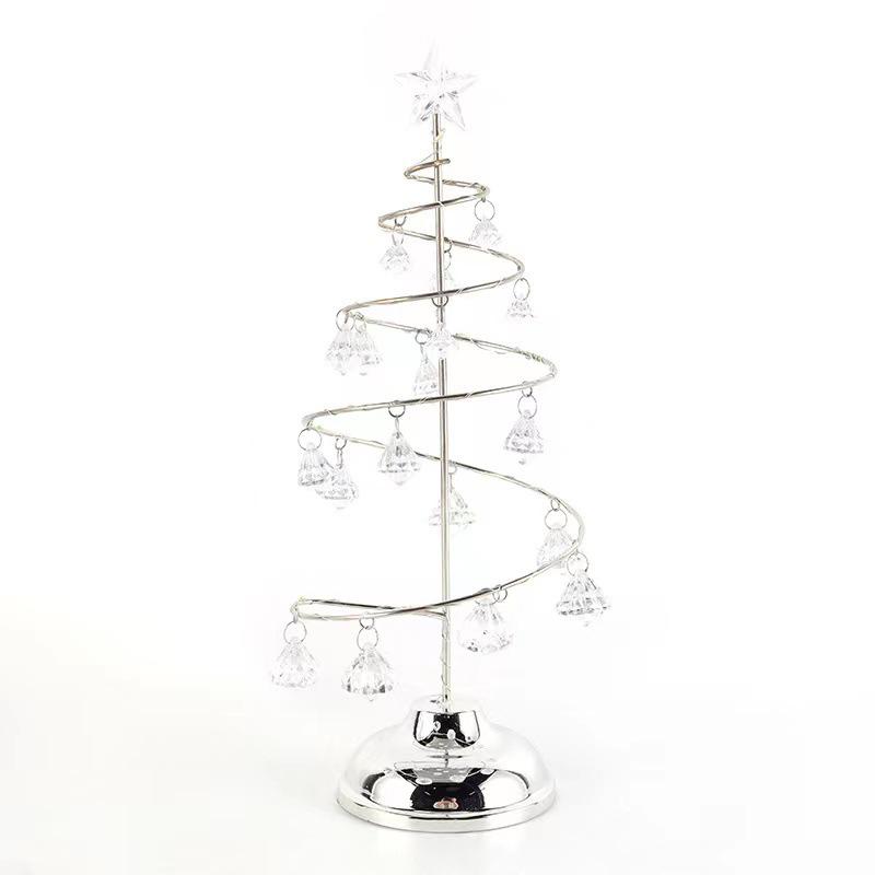 LED Crystal Christmas Tree Night Light - Elegant Iron Art Desk Lamp for Bedroom Ambiance