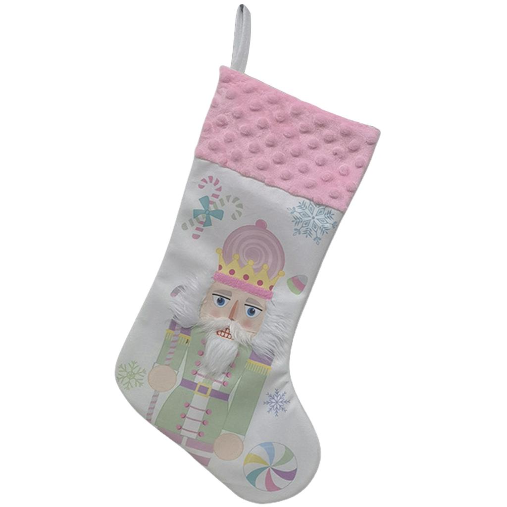 Nutcrackers Ornament Christmas Stocking Large Capacity Present Bag Handmade Holiday Tree and Fireplaces Decoration
