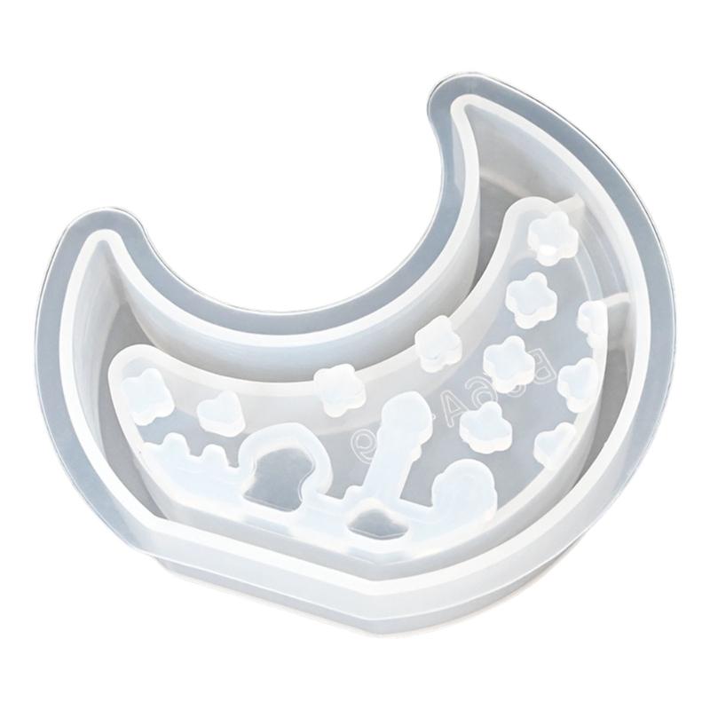 House Moon Shape Silicone Molds for Candle Holder Gypsum Decoration Silicones Tealight Holder Molds Epoxy Resin Molds