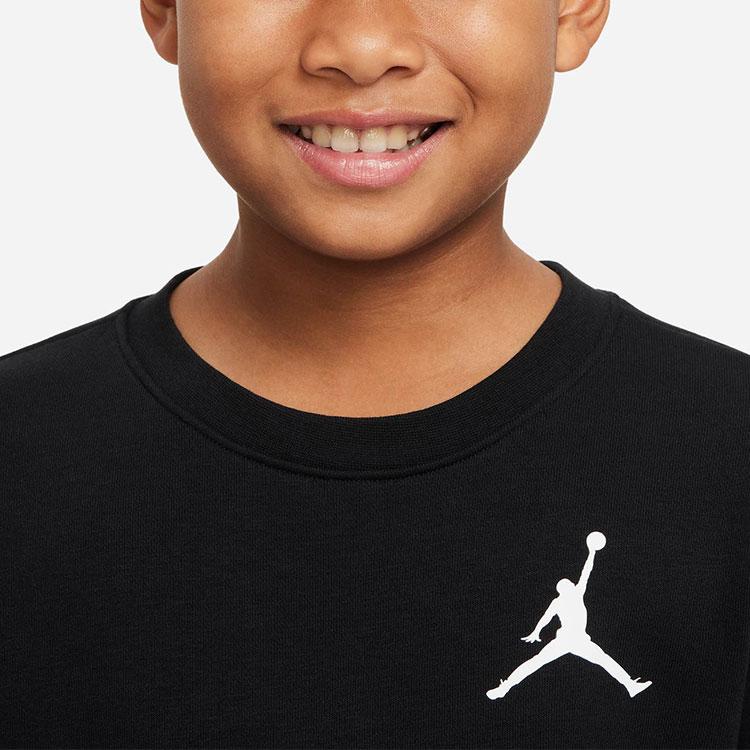 Jordan Logo Print Crew Neck Pullover Long Sleeve Sweatshirt Kids sweatshirt Black DV0870-010