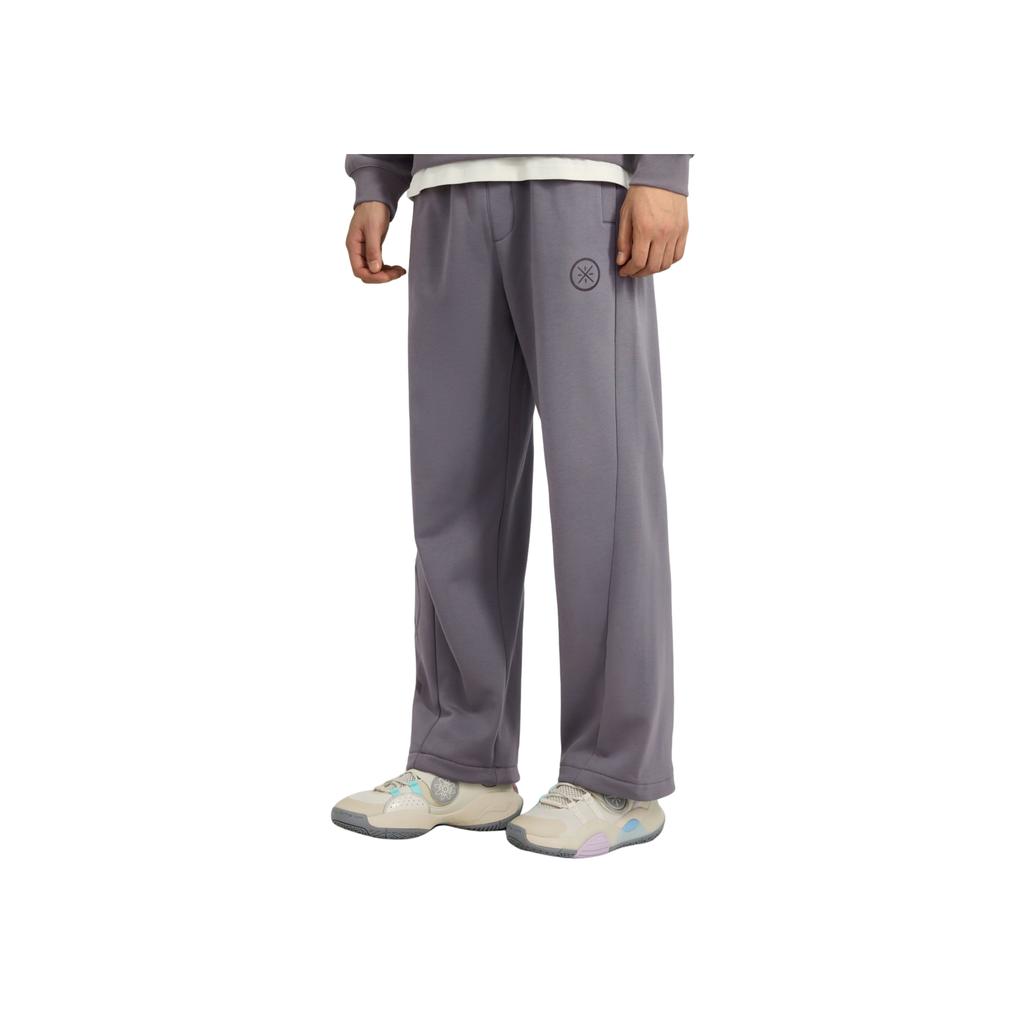 Li Ning Wade Series Loose Simple Fleece Mid Waist Letter Versatile Sports Sweatpants Men bottoms AKLV691-1