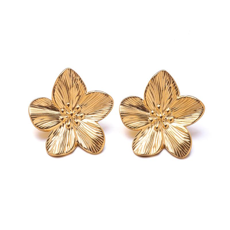 18K Gold Stainless Steel Flower Shell Beach Earrings