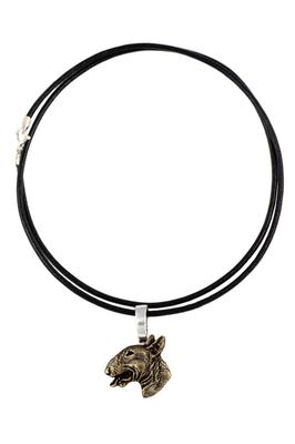 Bull Terrier, Bully III - Hundehalskette, versilberter Anhänger für den Hundeliebhaber, dezenter Schmuck von