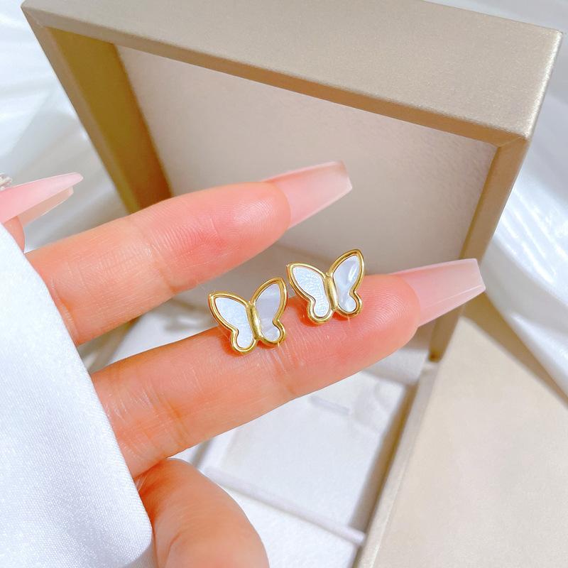 Shell Butterfly Minimalist Stud Earrings Cold Men'S And Women'S Earrings Personality Temperament Banquet Earrings