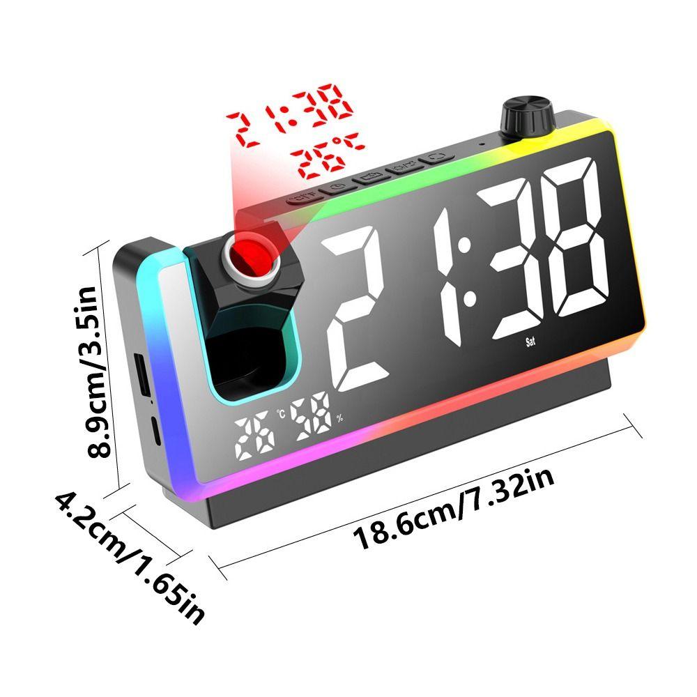 Large Screen Digital Alarm Clock Colorful LED Projection Desk Clock  Bedside Table