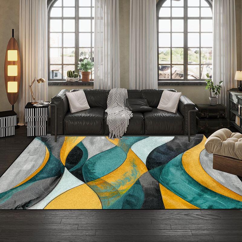 European Abstract Geometry Living Room Large Carpet Bedroom Non-slip Sofa Soft Rugs 140x200 Washable Leisure Balcony Foot Mats