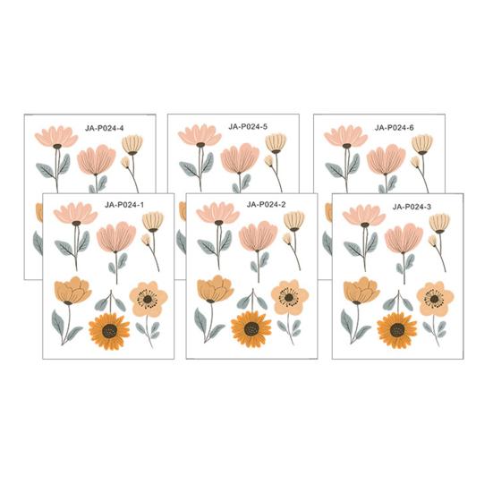 6Pcs Wall Decals, Flower Print Wall Stickers, Self-Adhesive Removable Waterproof Wall Decals for Home Bedroom Living Room Kids Room B