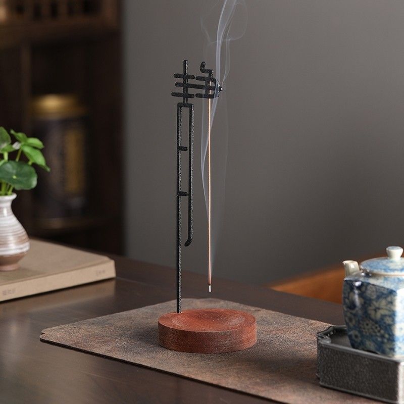 Chinesischer Zen Räucherstäbchenhalter für Stäbchen Umgedrehter Räuchergefäß mit hölzernem Aschefänger Buddhismus-Zubehör Heimdekoration 2025