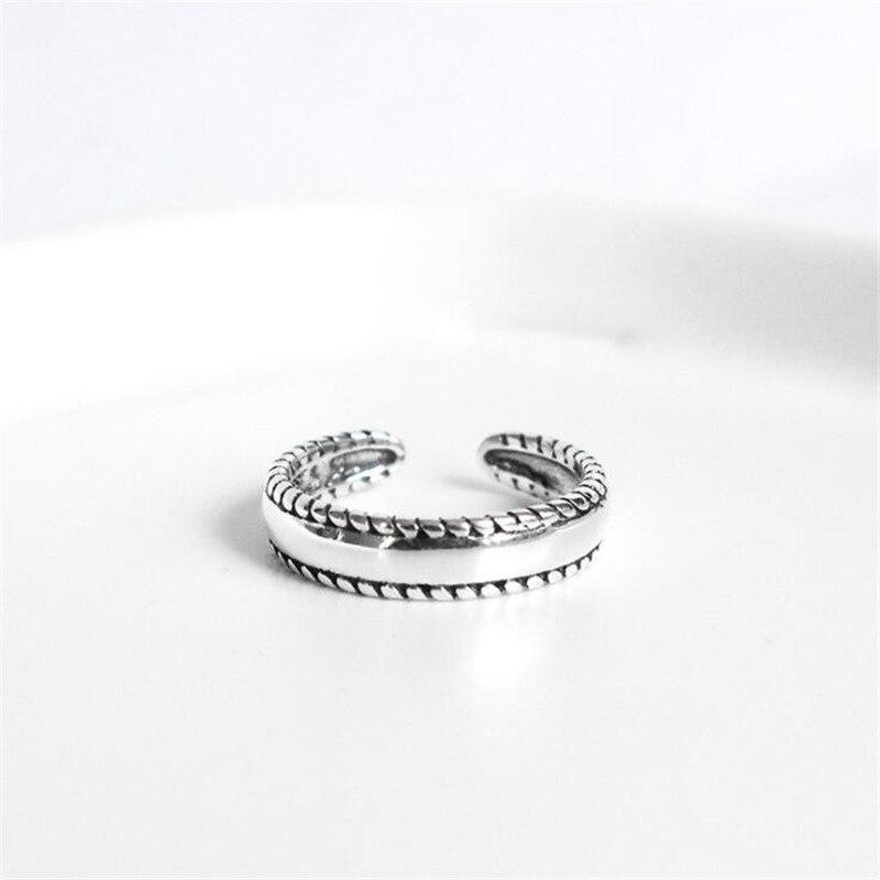 New Fashion Personality Middle Glossy Retro Female 925 Sterling Silver Jewelry Simple On Both Sides Twist Rings R146