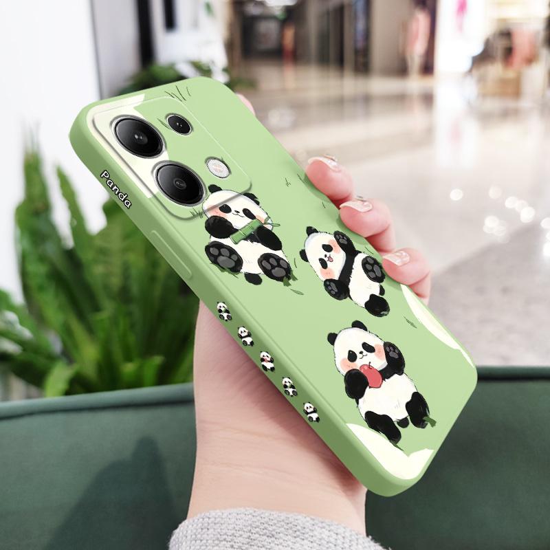 Grass Panda Phone Case For Xiaomi Redmi Note 14 13 12 12S 11 11S 10 10S 9 9S Pro Plus 4G 5G Liquid Silicone Cover