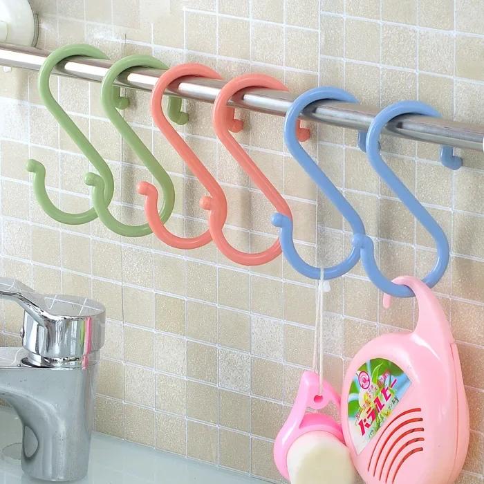 Multifunctional Plastic S-shaped Door Kitchen Hook Creative Bathroom Nail-free Wardrobe Clothes S Hook Home Small Tools
